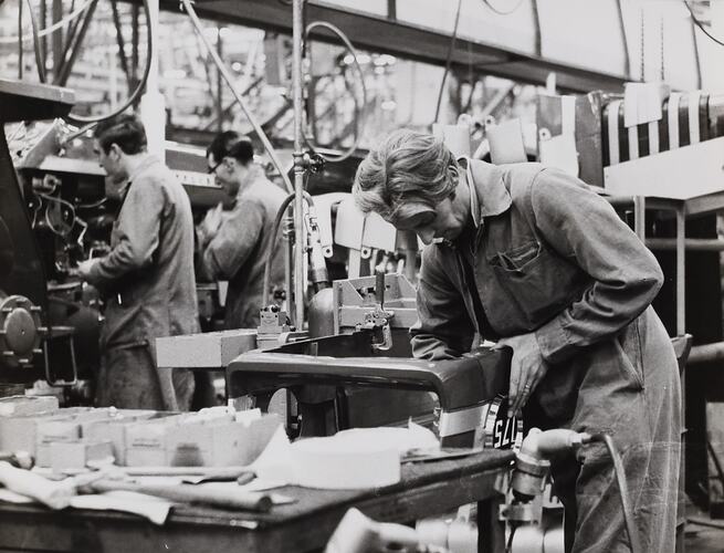 Photograph - Massey Ferguson, Worker on Production Line, Banner Lane, Coventry, England, circa 1961