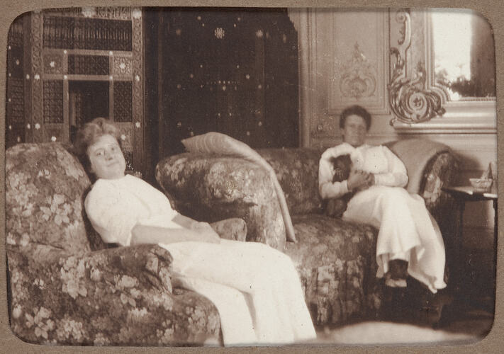 Digital Image - World War I, Two Women Seated on Lounge Chairs, Egypt, 1915-1917