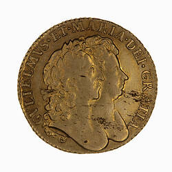 Coin - Guinea, William and Mary, Great Britain, 1691 (Obverse)