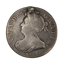 Coin - 1 Shilling, Queen Anne, England, Great Britain, 1702 Vigo (Obverse)