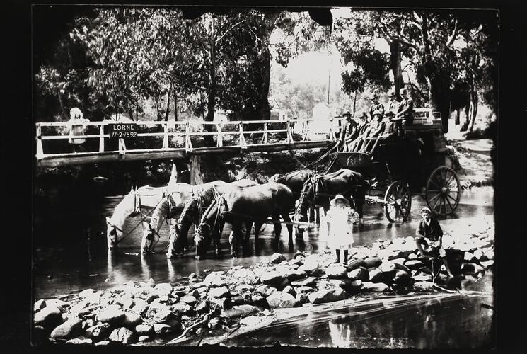 Photograph - Horsedrawn Vehicle with Passengers, Lorne, Victoria, circa 1900s