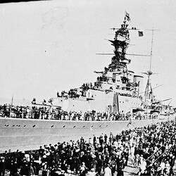 Negative - Crowds Inspecting HMS Hood at Princes Pier, Port Melbourne, Victoria, Mar 1924