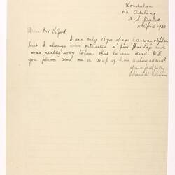 Letter - Elwin to Telford, Phar Lap's Death, 11 Apr 1932
