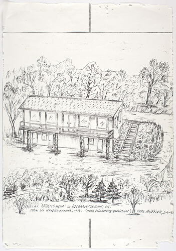 Drawing - 'Deutsche Arbeit Front Club, Belgrave, 1934-1939', Karl Muffler, 1991