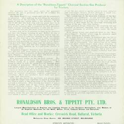 Ronaldson-Tippett Gas Producer Tractor