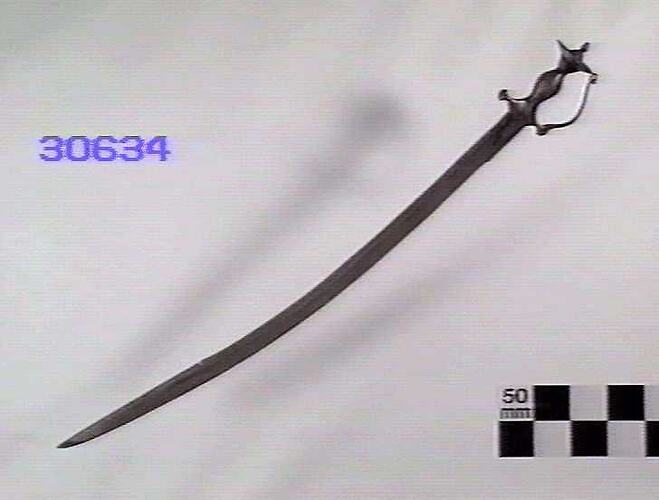 Sword with curved blade.