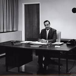 Photograph - Kodak Australasia Pty Ltd, Interior View of Office with Elvin Teasdale from Building 8, Head Office & Sales & Marketing at the Kodak Factory, Coburg, 1964