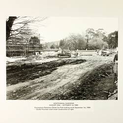 Photograph - Construction of Centennial Gardens  from South, Exhibition Building, Melbourne, 1980