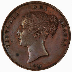 Coin - Penny, Queen Victoria, Great Britain, 1854