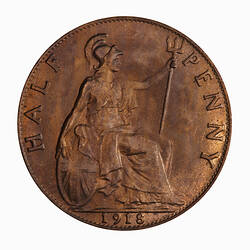 Coin - Halfpenny, George V, Great Britain, 1918 (Reverse)