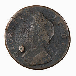 Coin - Farthing, George II, Great Britain, 1730 (Obverse)