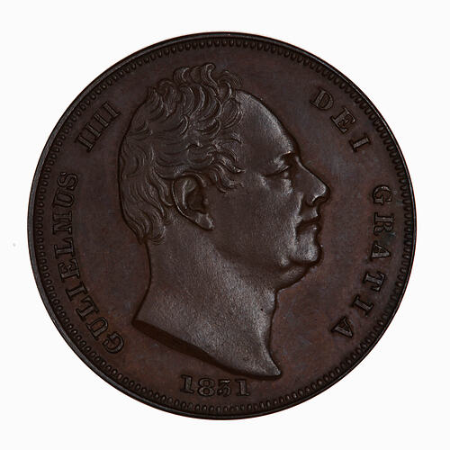 Coin - Farthing, William IV, Great Britain, 1831 (Obverse)