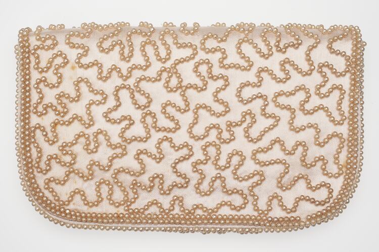 Purse - Clutch, Pink Beaded, circa 1959