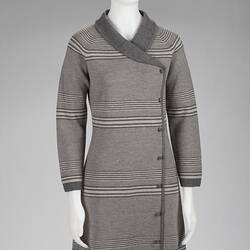 Dress - Edda Azzola, Womens', Knitted Grey Stripe, circa 1968