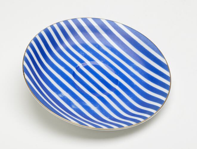 Saucer - Nathco Chinaware, Blue & White Stripe, circa 1957