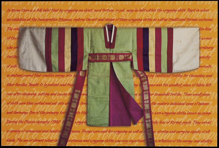 Postcard - Wonsam (bridal robe), Immigration Museum, circa 1999