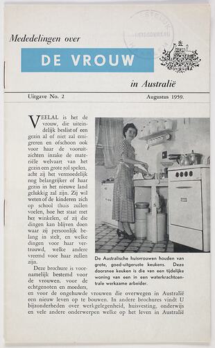 Booklet - 'De Vrouw in Australie', Commonwealth of Australia, Aug 1959