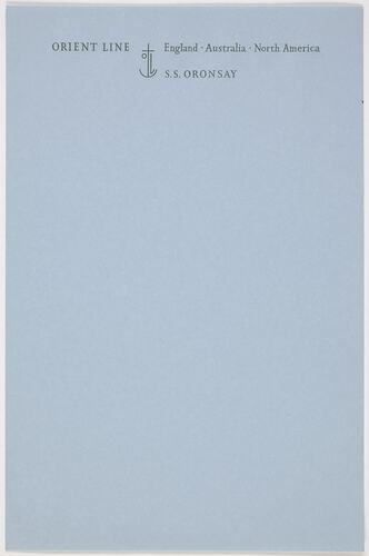Notepaper - SS Oronsay, Orient Line, circa 1950s