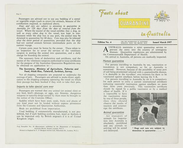 Booklet - Facts About Quarantine in Australia