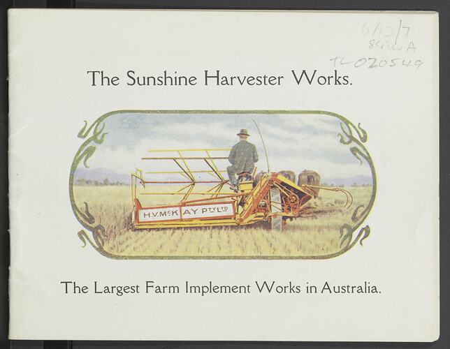 Catalogue - H.V. McKay, 'The Sunshine Harvester Works',  Australian Farm Machinery, circa 1925