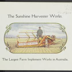 Product Catalogue - H.V. McKay Pty Ltd, 'The Sunshine Harvester Works ... Australian Farm Machinery', Sunshine, Victoria, circa 1925