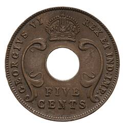 Coin - 5 Cents, British East Africa, 1941