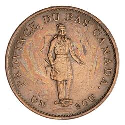 Token - 1/2 Penny, City Bank, Lower Canada, Canada, 1837