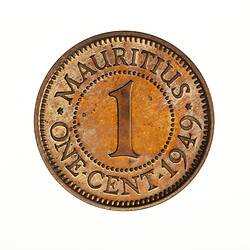 Proof Coin - 1 Cent, Mauritius, 1949