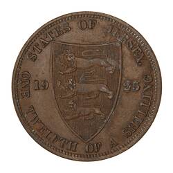 Coin - 1/12 Shilling, Jersey, Channel Islands, 1923