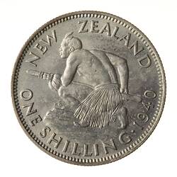 Coin - 1 Shilling, New Zealand, 1940