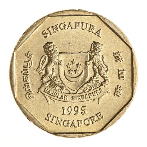 Coin - 1 Dollar, Singapore, 1995