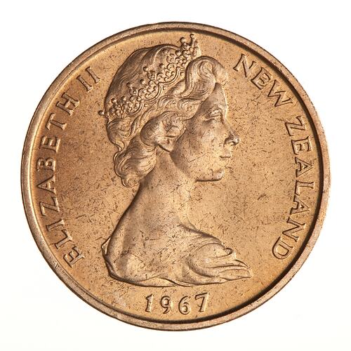 Coin - 2 Cents, New Zealand, 1967