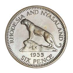 Proof Coin - 6 Pence, Rhodesia & Nyasaland, 1955