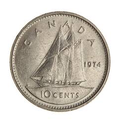 Coin - 10 Cents, Canada, 1974