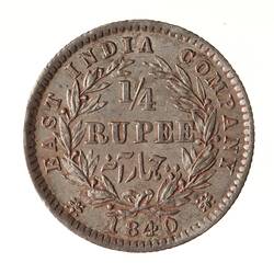 Coin - 1/4 Rupee, East India Company, India, 1840