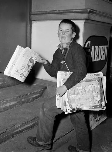 Newspaper Boy, Melbourne, Victoria, 1955