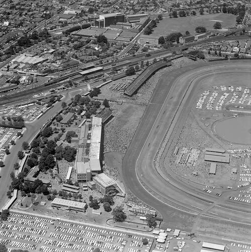 Negative - Aerial View of Caulfield Racecourse & Surrounding Suburb, Victoria, 20 Dec 1969