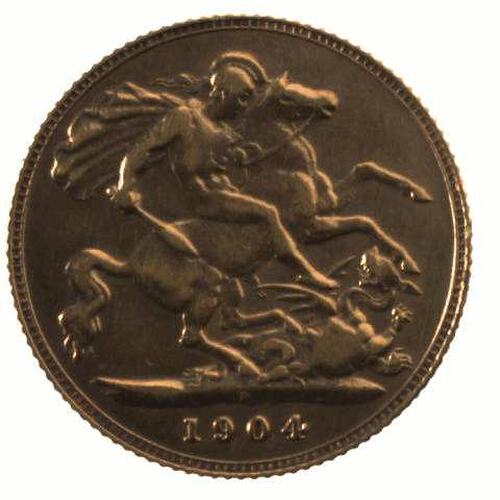 Coin - Half Sovereign, Western Australia, Australia, 1904, photographed by Museums Victoria