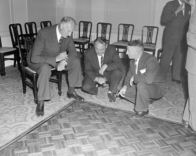 Gunnerson Nosworthy Ltd, Group Looking at Flooring, Victoria, 10 Mar 1959