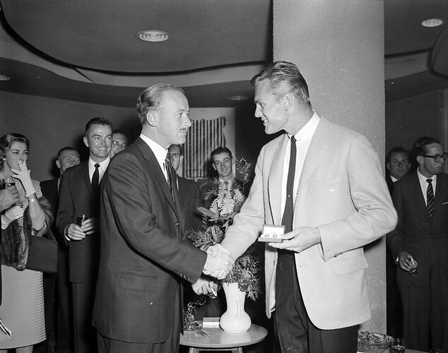Coronet Records, Men Shaking Hands, Chevron Hotel, Victoria, 28 May 1959
