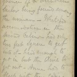 Open diary with handwritten text on discoloured worn page.