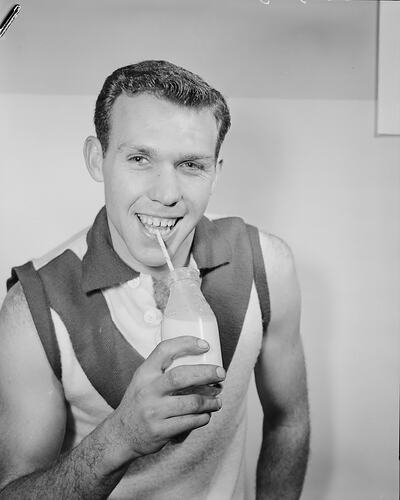 Man Drinking Milk,Temple Court, Melbourne, 03 Sep 1959