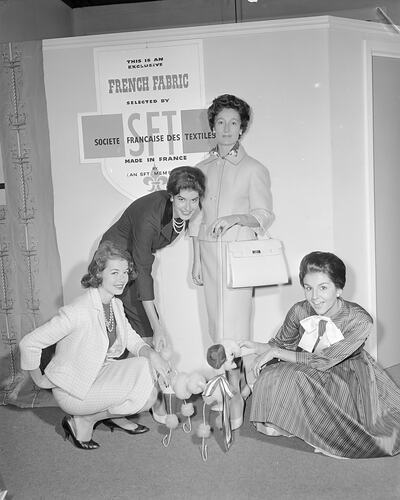 Societe Francaise Des Textiles, Four Women Posed with a Poodle Sculpture, Melbourne, Victoria, 29 Sep 1959
