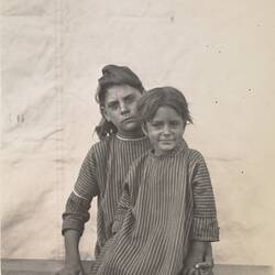 Portrait of Jessie Hayes and another girl taken at The Bungalow mission, Alice Springs, Northern Territory, c.1923.