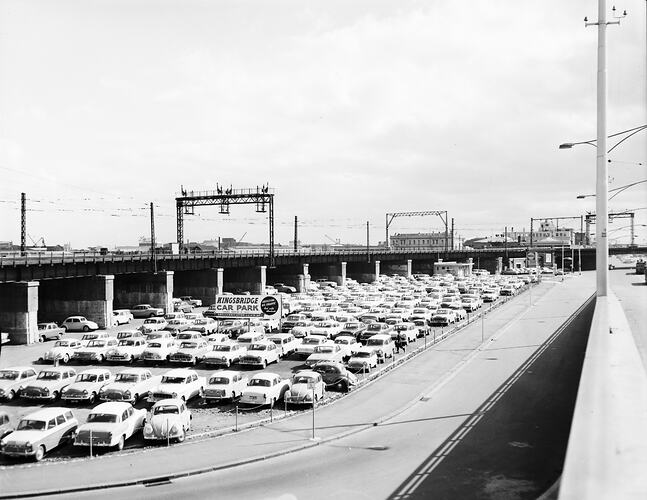 Negative Kings Parking Co Kings Bridge Car Park Melbourne Circa 1958