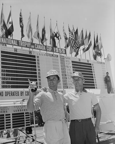 Coca Cola, Two Men in Front of a Score Board, Black Rock, Victoria, 19 Nov 1959