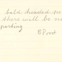 Document - Barbara Prest, Addressed to Dorothy Howard, Transcription of a Riddle, 1954-1955