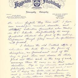 Fourth page of a four page, handwritten letter in blue ink on paper