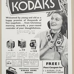 Leaflet - Kodak Australasia Pty Ltd, 'Gift and Holiday Kodaks', 1930s