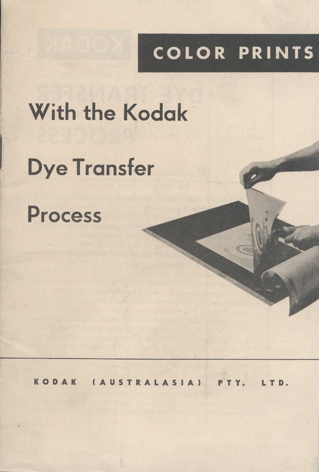 Instruction Manual Kodak Australasia Pty Ltd, Colour Prints with the